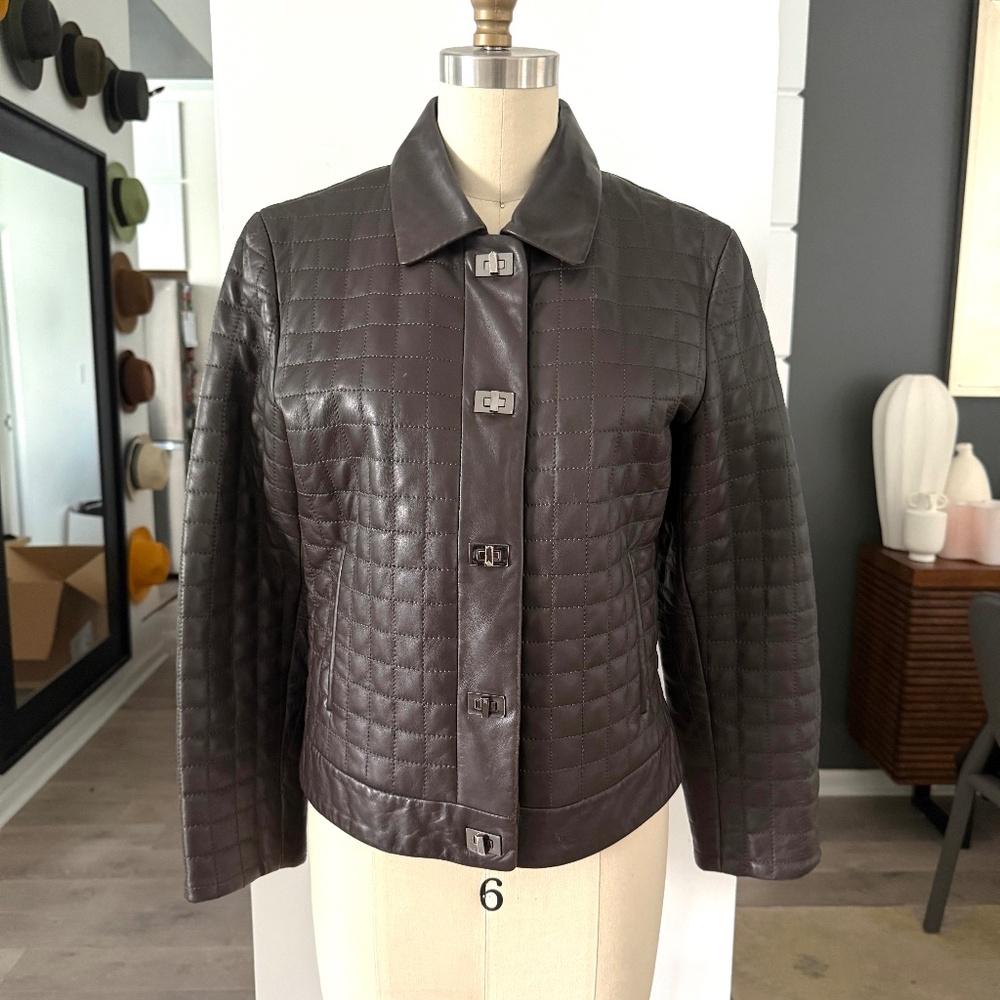 Sienna Studio Women's Chocolate Brown 100% Leather‎ Jacket, Size Med